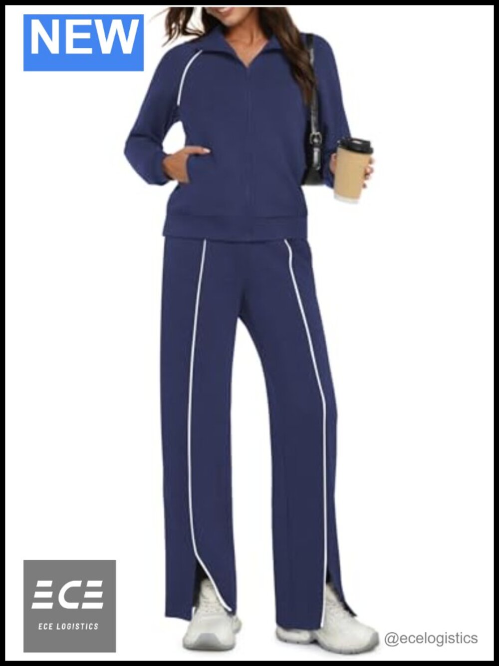 Women's 2 Piece Lounge Set Full Zip Sweatsuit Wide Leg Pants Jogger Set